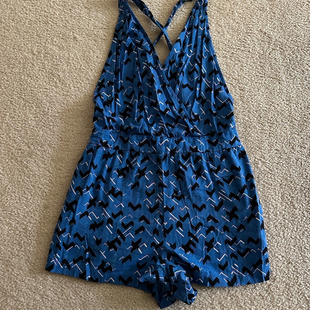 Blue Patterned Romper